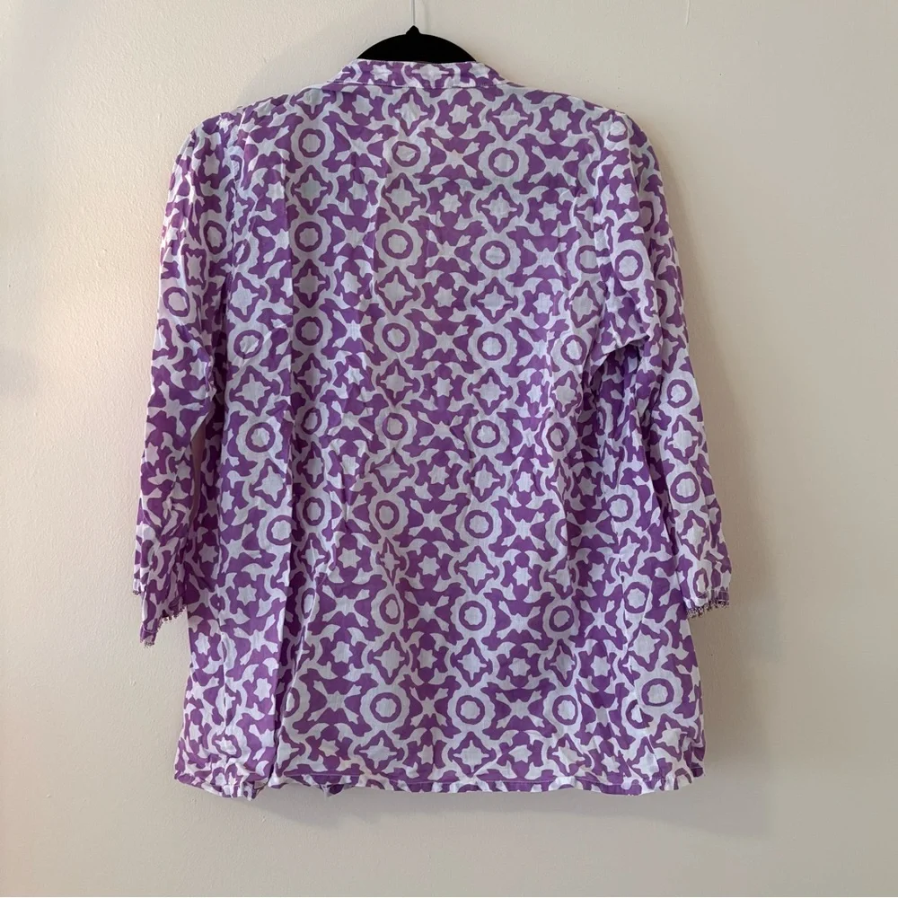 Roberta Roller Rabbit Irina Top Pleated Cotton Blouse - Picture 5 of 8